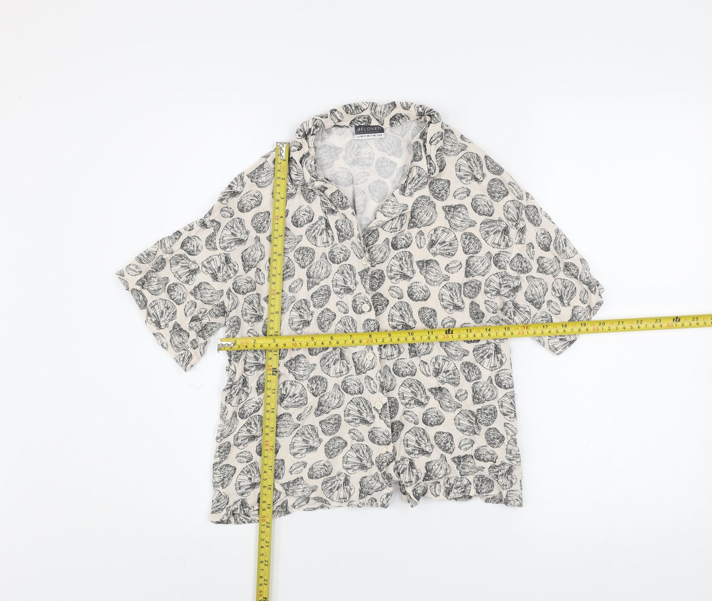 Beloved Women’s Beige Floral Viscose Button-Up Shirt UK 8