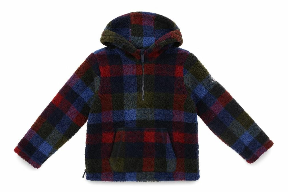 Joules Girls Multicoloured Fleece Check Hooded Pullover 8 Years