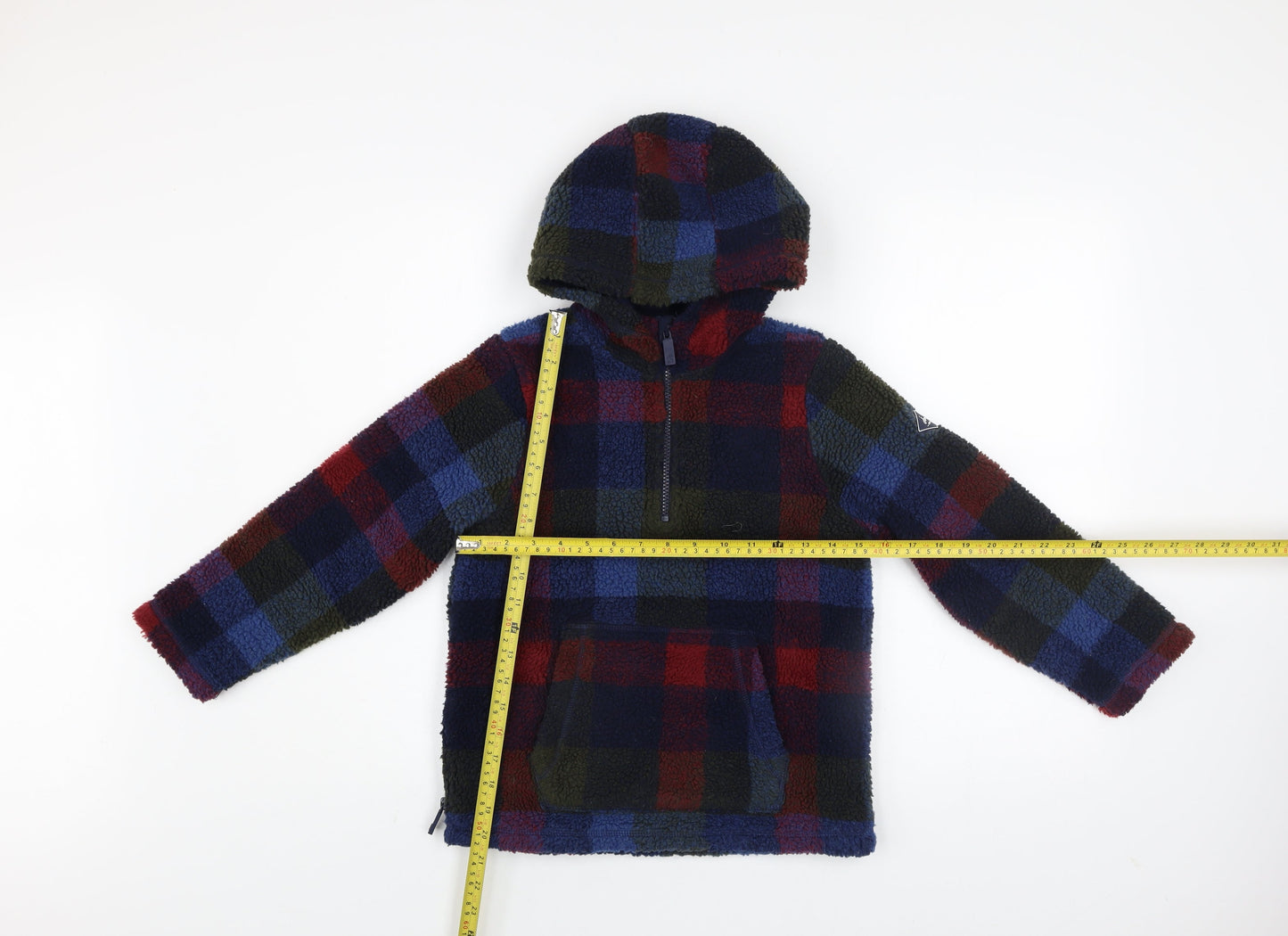 Joules Girls Multicoloured Fleece Check Hooded Pullover 8 Years