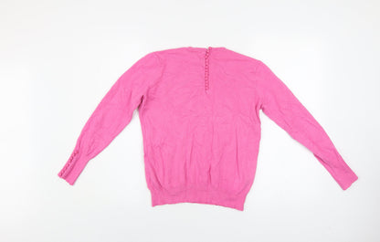 Savida Women's Pink Crew Neck Long Sleeve Pullover Jumper Size 12