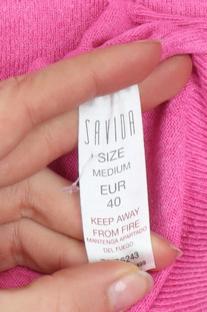 Savida Women's Pink Crew Neck Long Sleeve Pullover Jumper Size 12