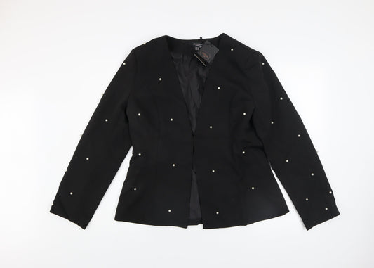 Missi London Women’s Black Pearl Beaded Blazer Jacket UK 14