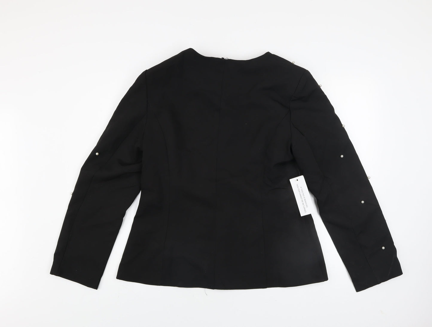 Missi London Women’s Black Pearl Beaded Blazer Jacket UK 14