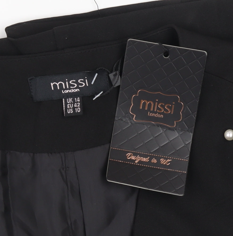 Missi London Women’s Black Pearl Beaded Blazer Jacket UK 14