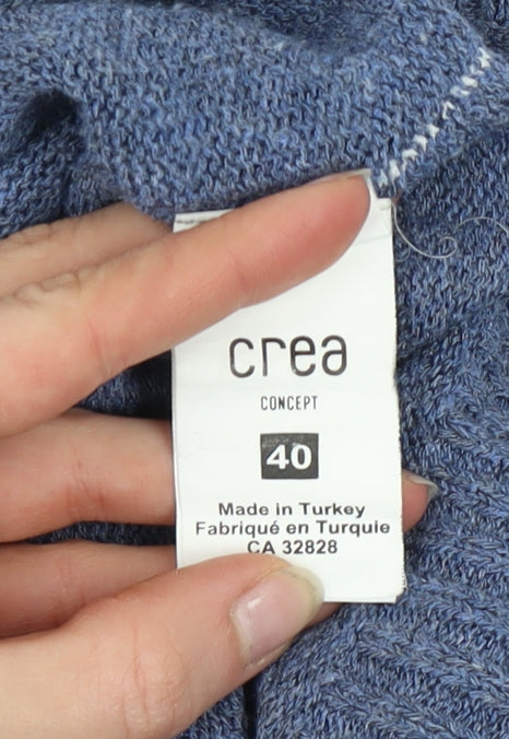 Crea Concept Women’s Blue V-Neck Short Sleeve Knit Jumper Size 12