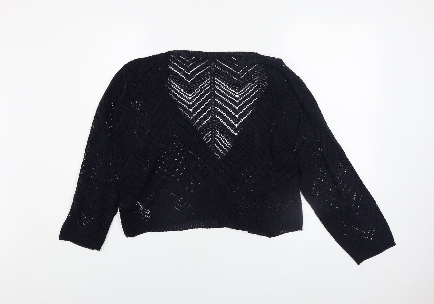 Bonmarché Women’s Black Open-Knit V-Neck Cardigan L