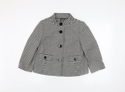 Additional front view of Principles Petite Women’s Black Striped Cotton Jacket, size UK 12