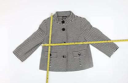 Back view of Principles Petite Women’s Black Striped Cotton Jacket, size UK 12