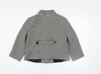 Close-up detail of Principles Petite Women’s Black Striped Cotton Jacket, size UK 12