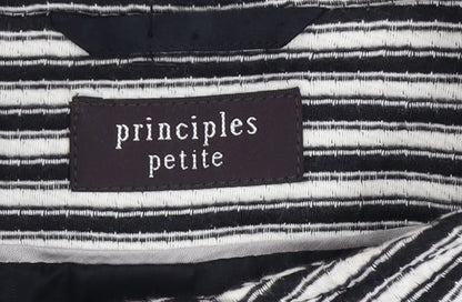 Brand and care label for Principles Petite Women’s Black Striped Cotton Jacket, size UK 12