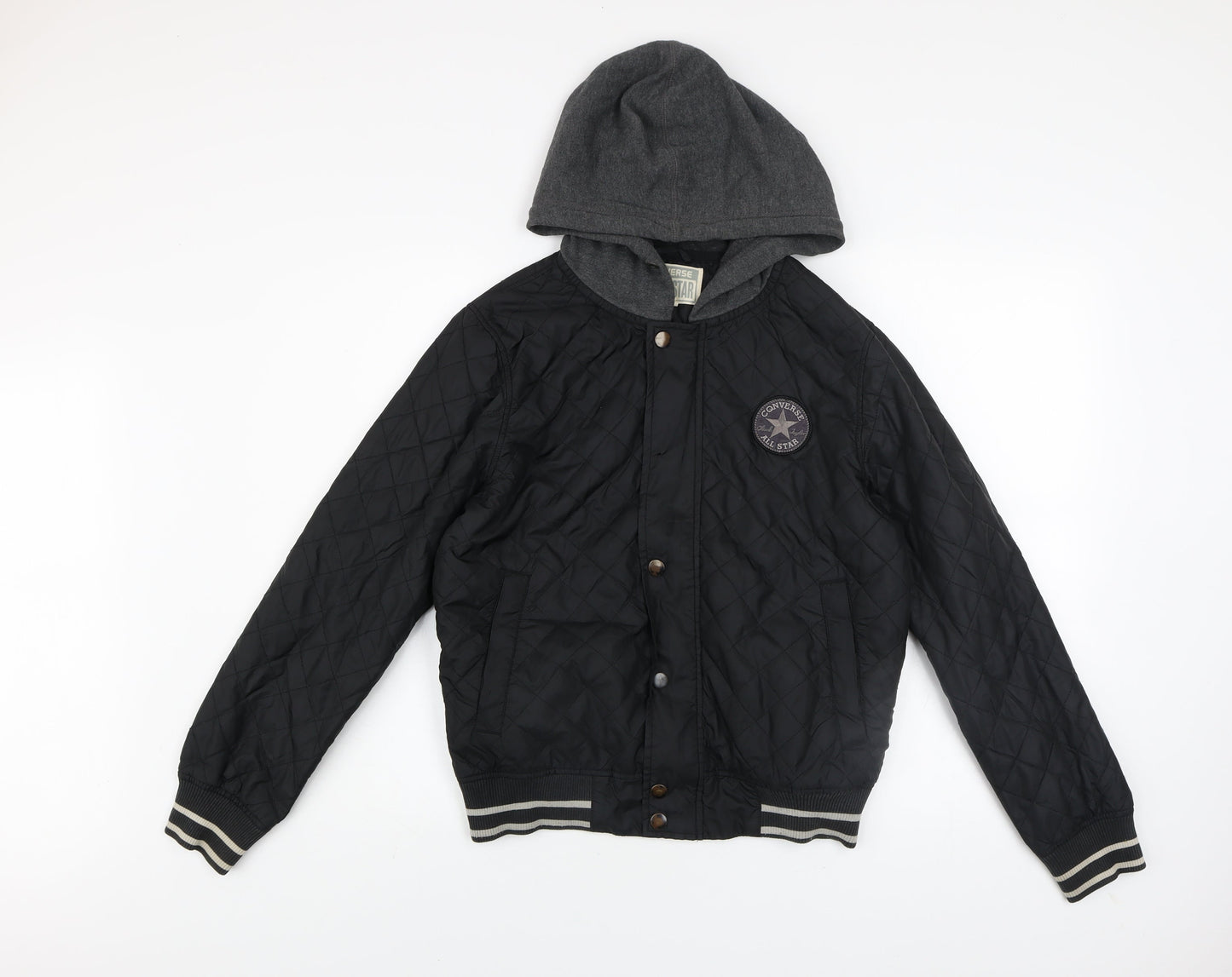 Converse Men's Black XS Quilted Hooded Jacket
