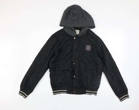 Converse Men's Black XS Quilted Hooded Jacket
