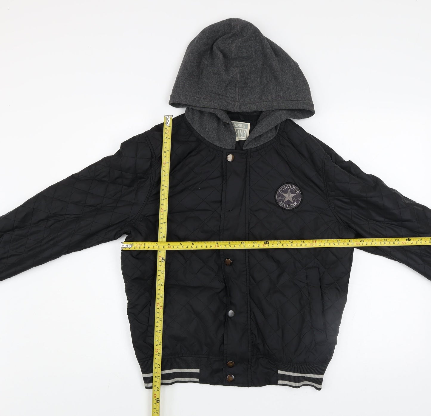 Converse Men's Black XS Quilted Hooded Jacket