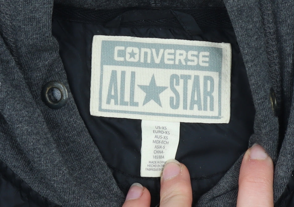 Converse Men's Black XS Quilted Hooded Jacket