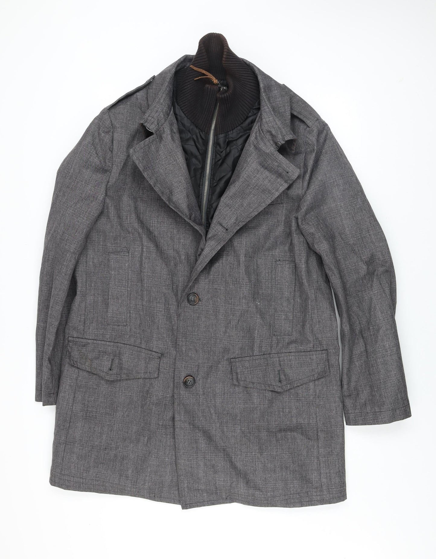 Rocha John Rocha Men's Grey Mid-Length Overcoat M Classic Workwear Style
