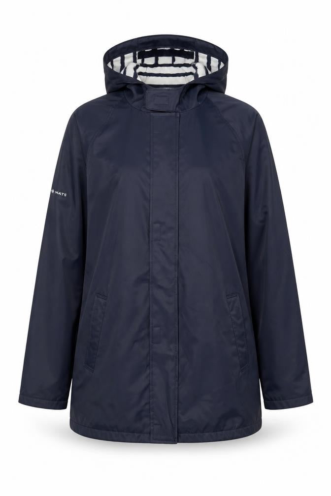 Les Trois Mats Womens Blue Waterproof Hooded Rain Jacket Size 14