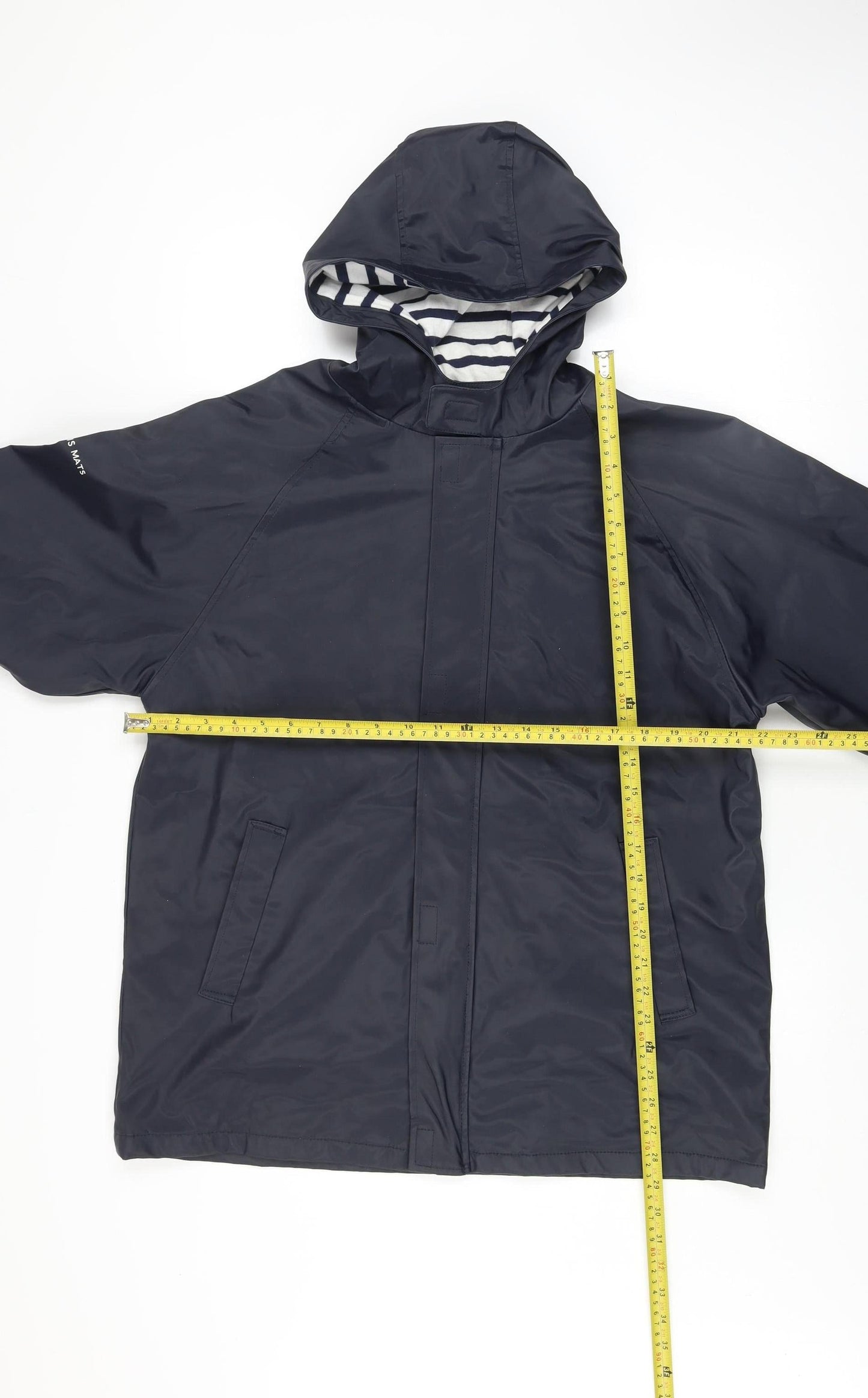 Les Trois Mats Womens Blue Waterproof Hooded Rain Jacket Size 14