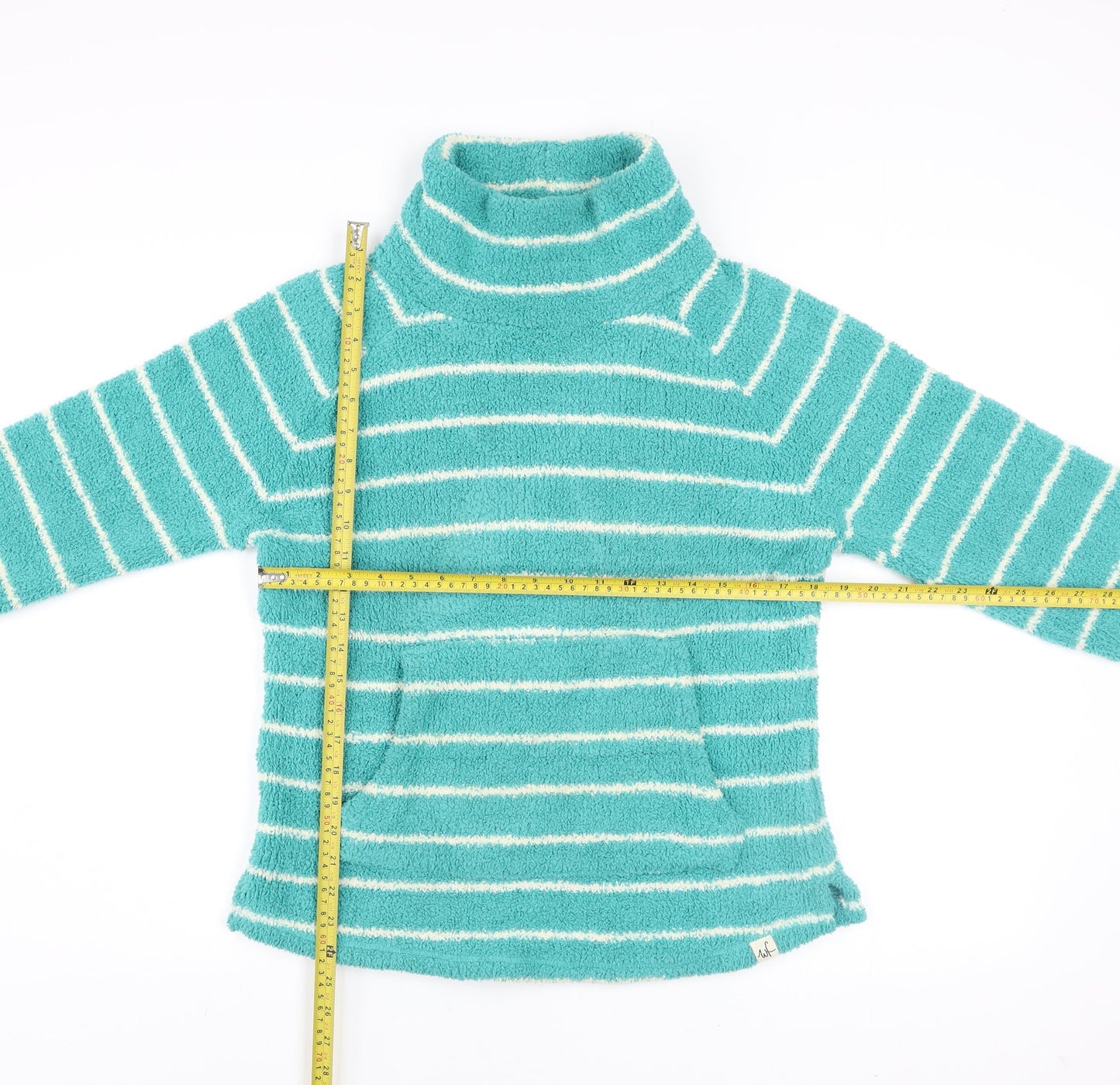 Weird Fish Womens Blue Striped Pullover Fleece Sweatshirt Size 12