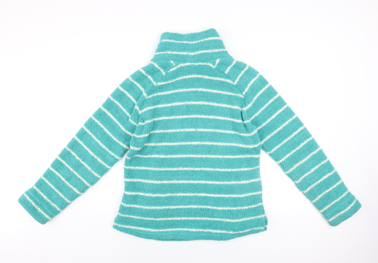 Weird Fish Womens Blue Striped Pullover Fleece Sweatshirt Size 12