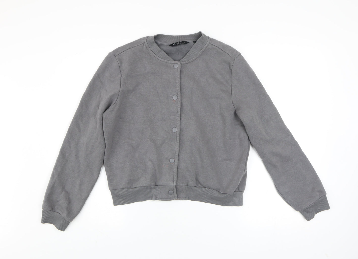 Brave Soul Women's Grey Small Basic Bomber Jacket Cotton Blend