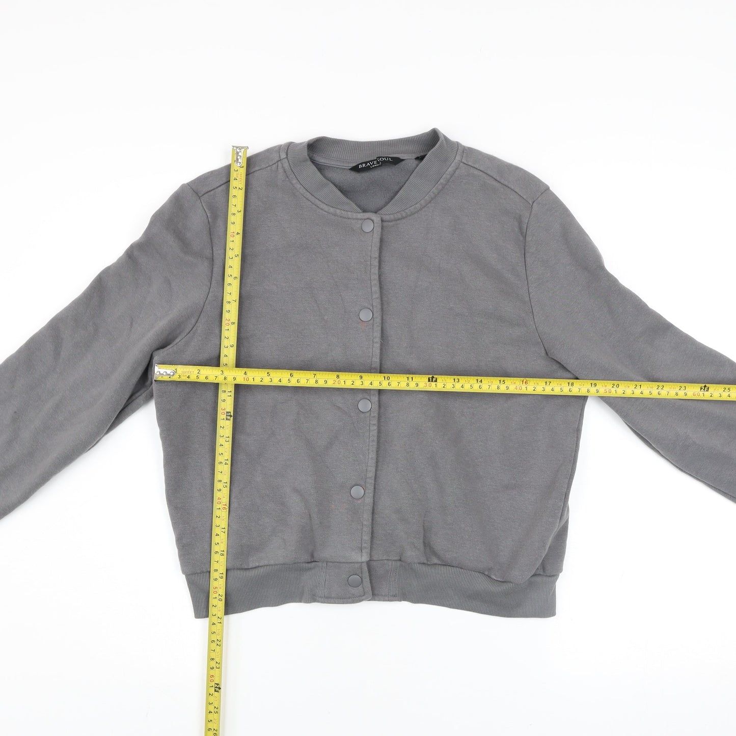 Brave Soul Women's Grey Small Basic Bomber Jacket Cotton Blend