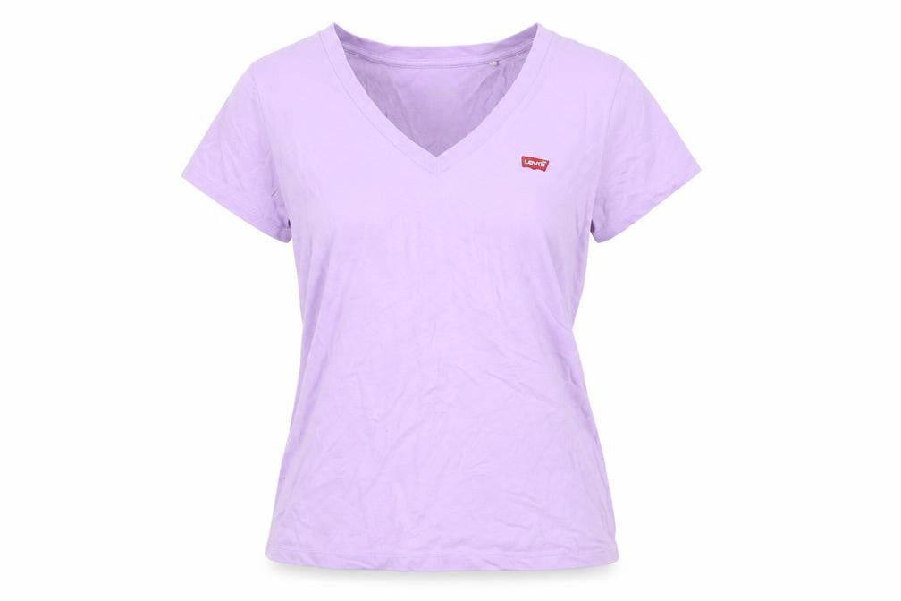 Levi's Women's Purple Cotton V-Neck Short Sleeve T-Shirt XS