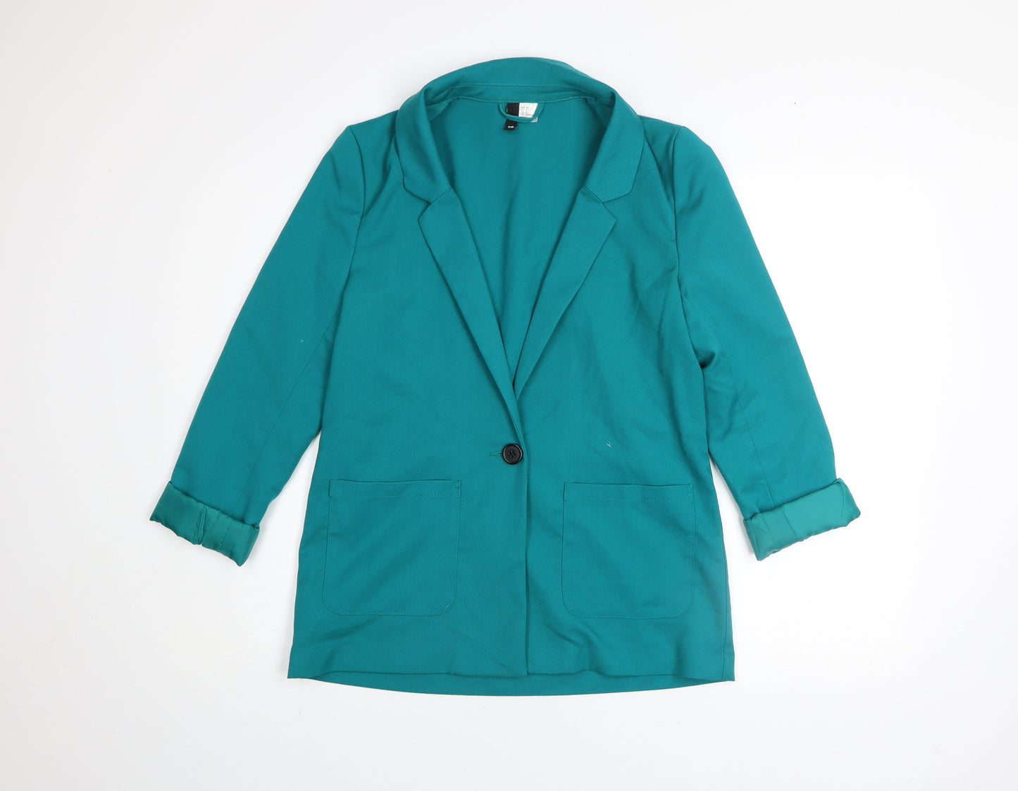 H&M Divided Women Green Cotton Blend Blazer Size 10
