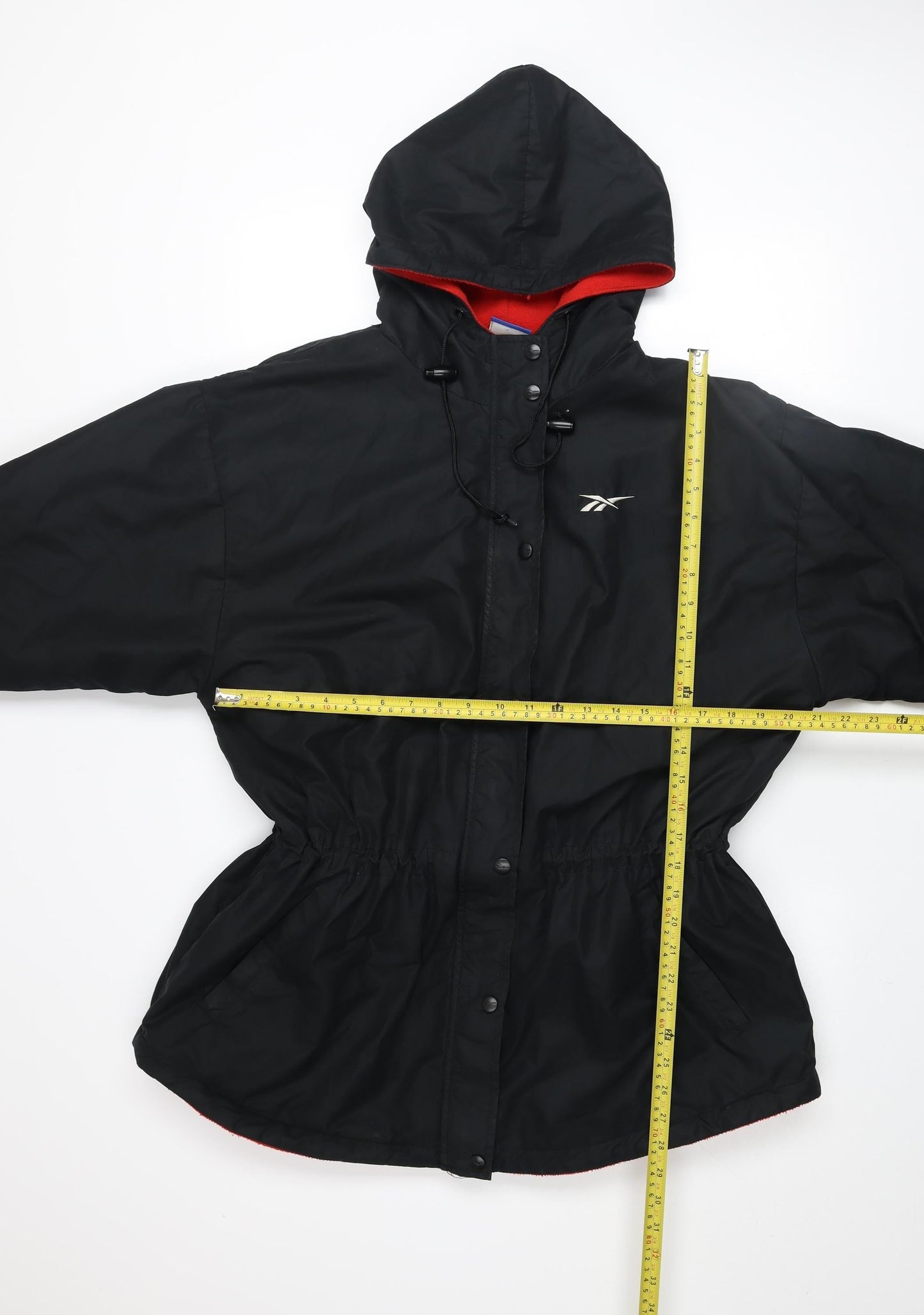 Reebok Womens Black Hooded Anorak XL Vintage Sports Jacket