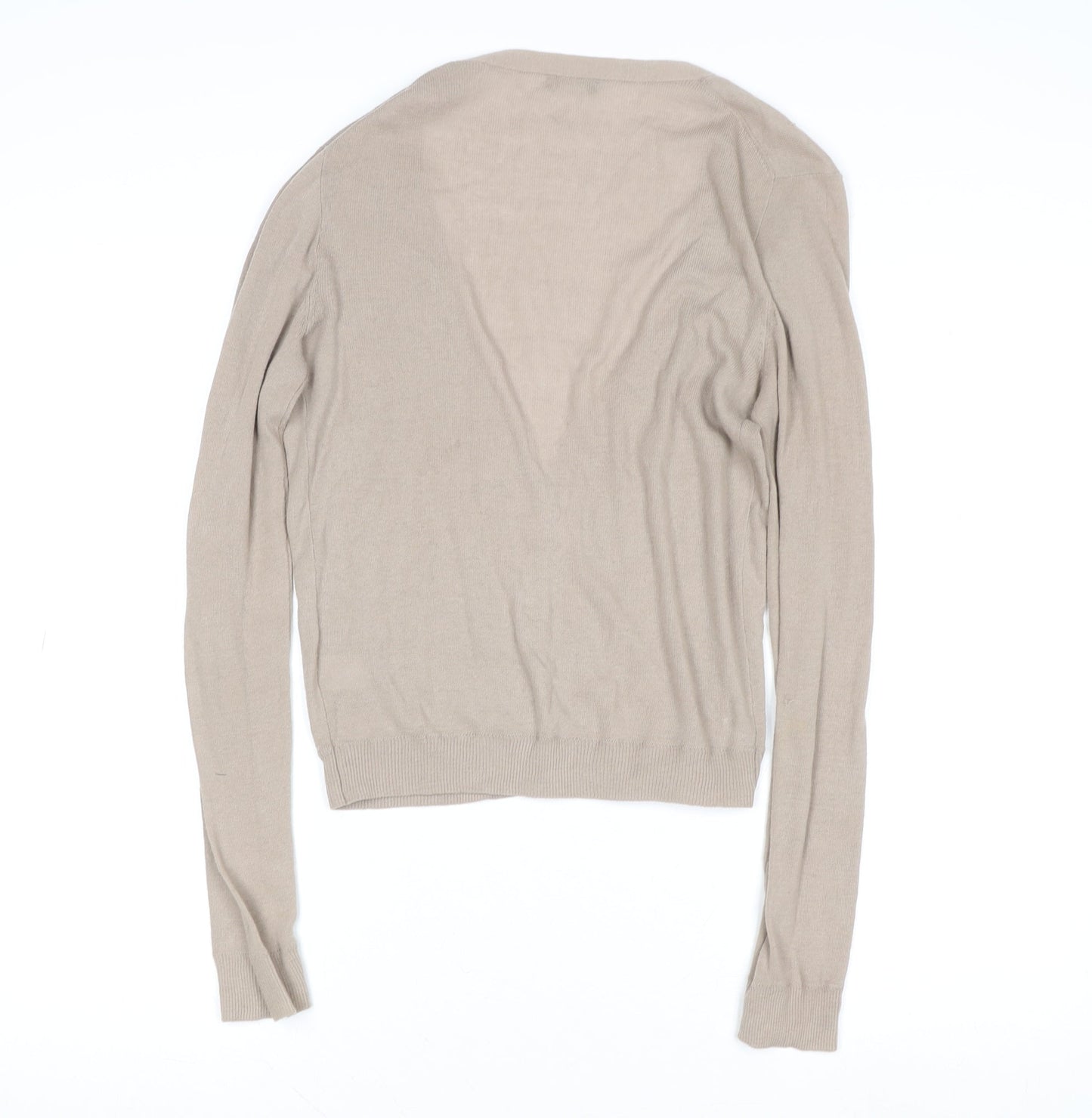 J.Crew Women Beige Sequin V-Neck Cotton Button-Up Cardigan M