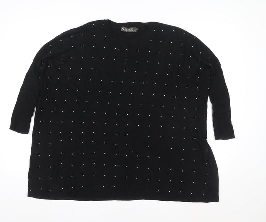 Paramour Women Black Beaded Tunic Blouse Size S Relaxed Fit