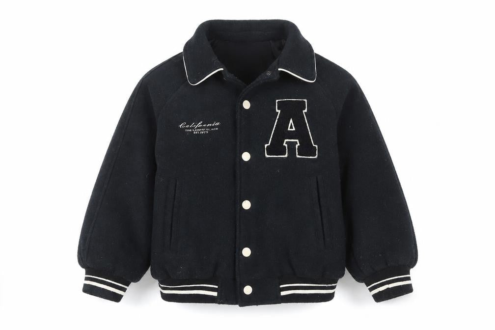 Zara Girls Black Varsity Jacket 6 Years Wool Blend Lined Button-Up