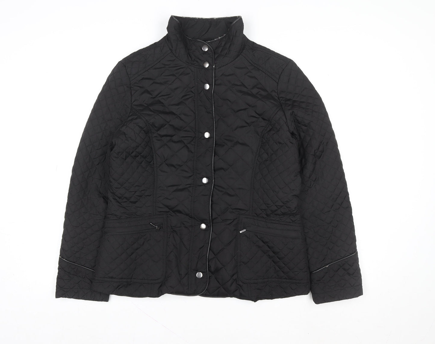 Wallis Womens Black Quilted Mid-Length Jacket Size 14