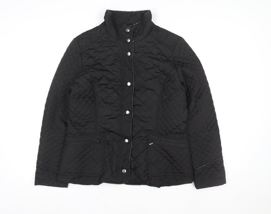 Wallis Womens Black Quilted Mid-Length Jacket Size 14