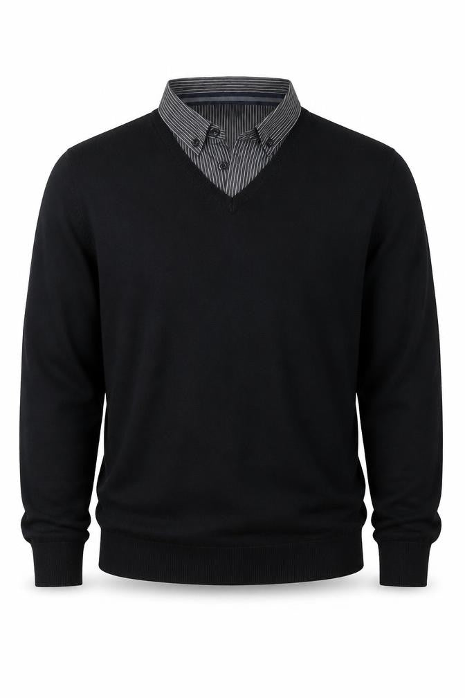 Marks & Spencer Men’s Black Medium V-Neck Knit Polo Sweater
