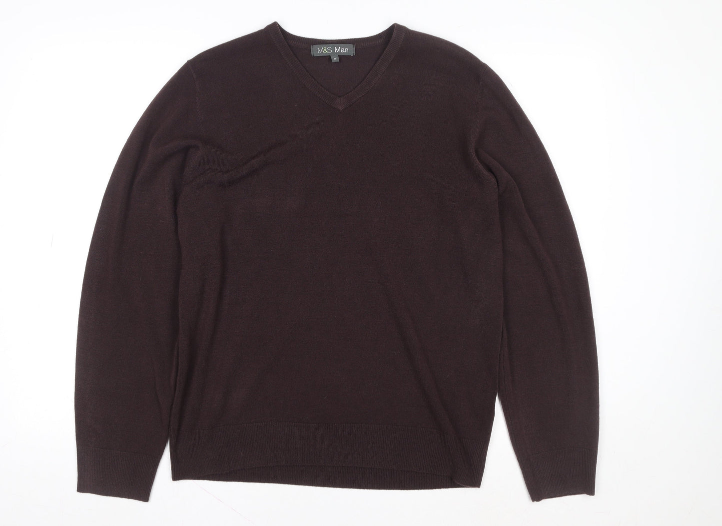 Marks and Spencer Mens Brown V-Neck Knit Sweatshirt Medium