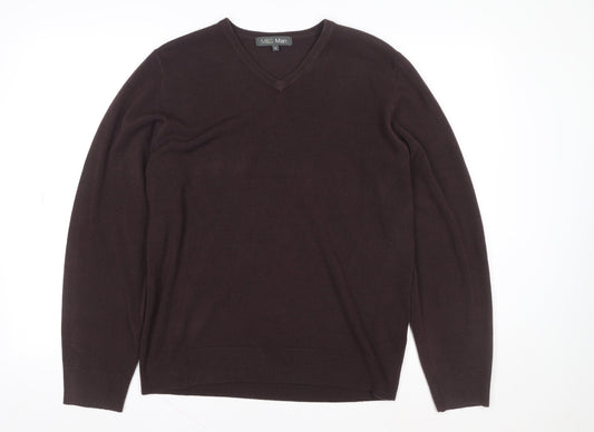 Marks and Spencer Mens Brown V-Neck Knit Sweatshirt Medium