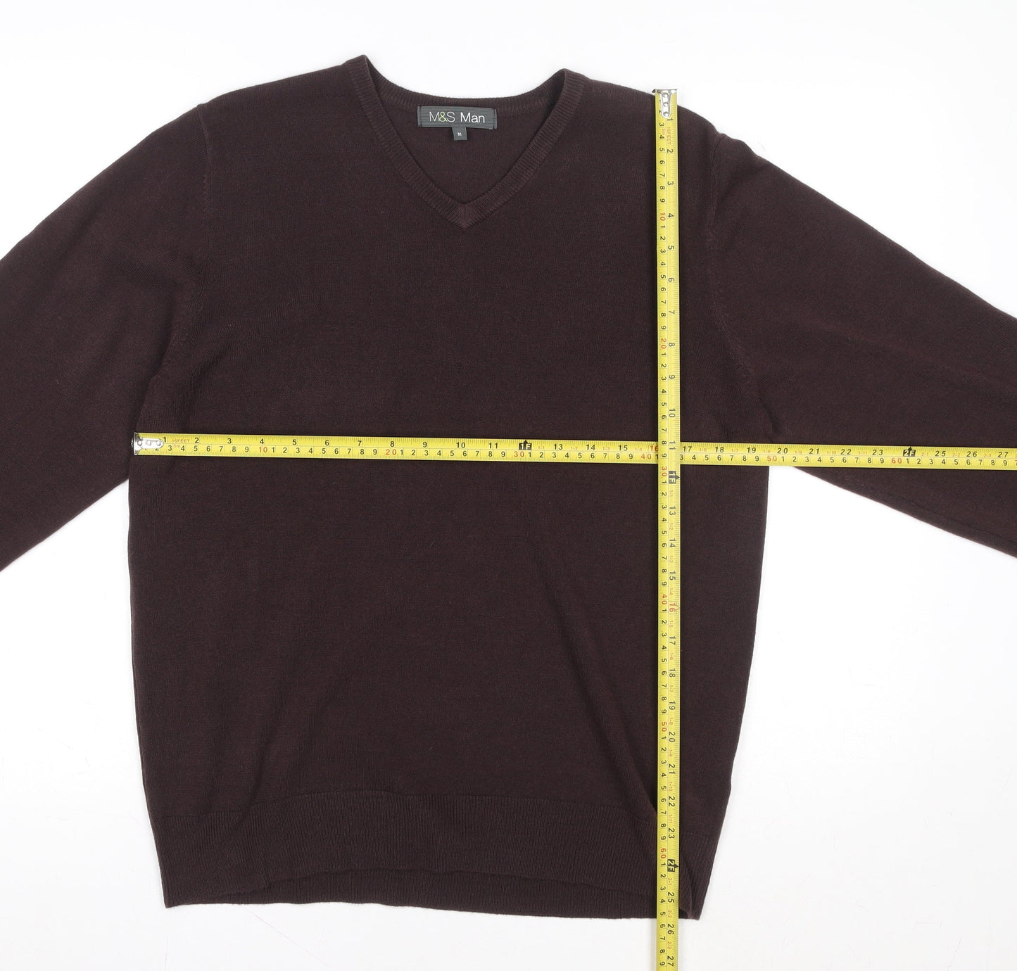 Marks and Spencer Mens Brown V-Neck Knit Sweatshirt Medium