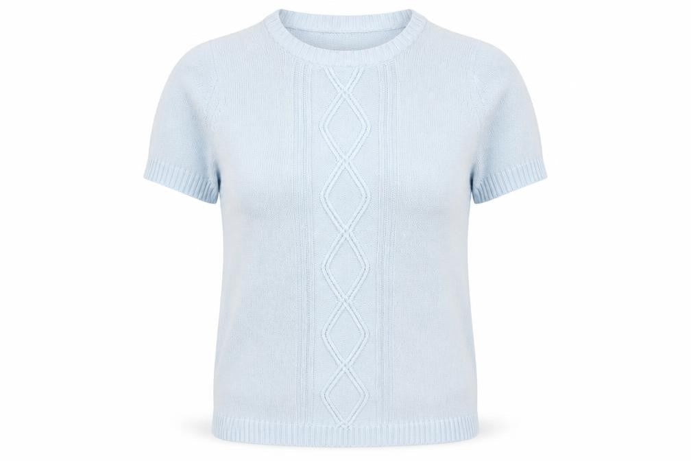 EWM Women Blue Short Sleeve Cotton Pullover Jumper Size 14/16