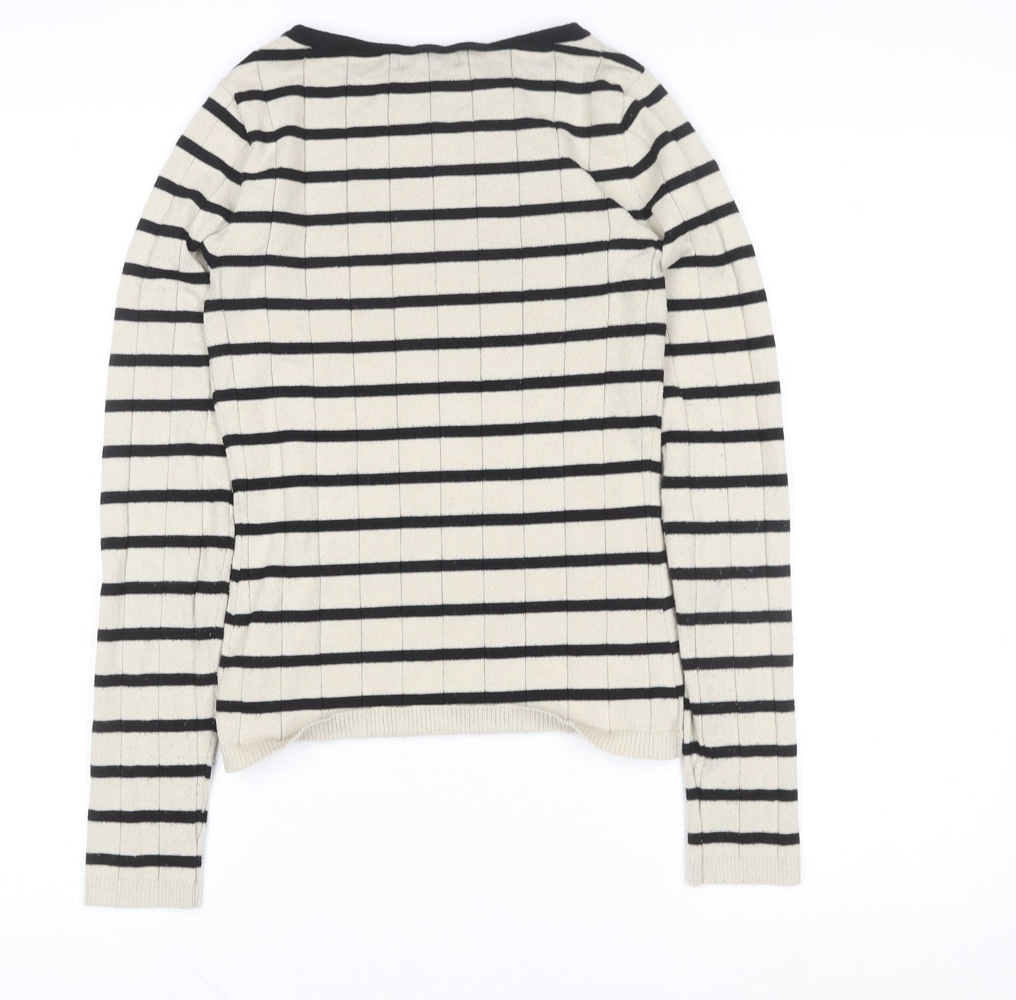 Pretty Lavish Women’s Beige Striped Knit Long Sleeve Crew Neck Top Size S