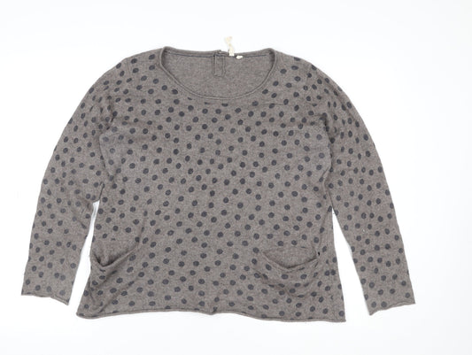 Marks and Spencer Womens Grey Polka Dot Knit Long Sleeve Top Size 14