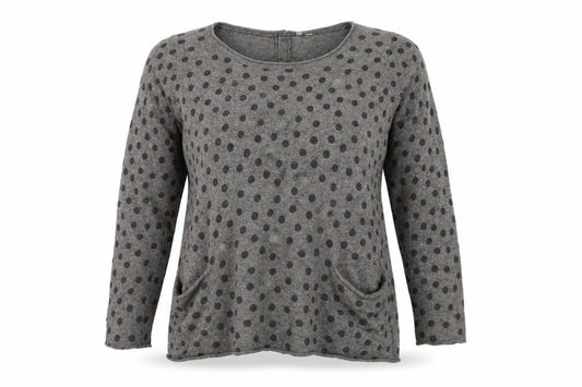 Marks and Spencer Womens Grey Polka Dot Knit Long Sleeve Top Size 14