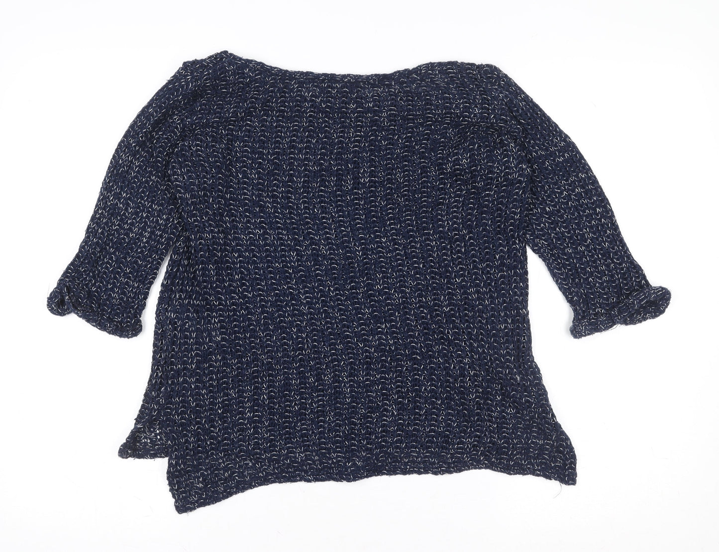 Topshop Women's Blue Knit 3/4 Sleeve Boat Neck Blouse Size 8