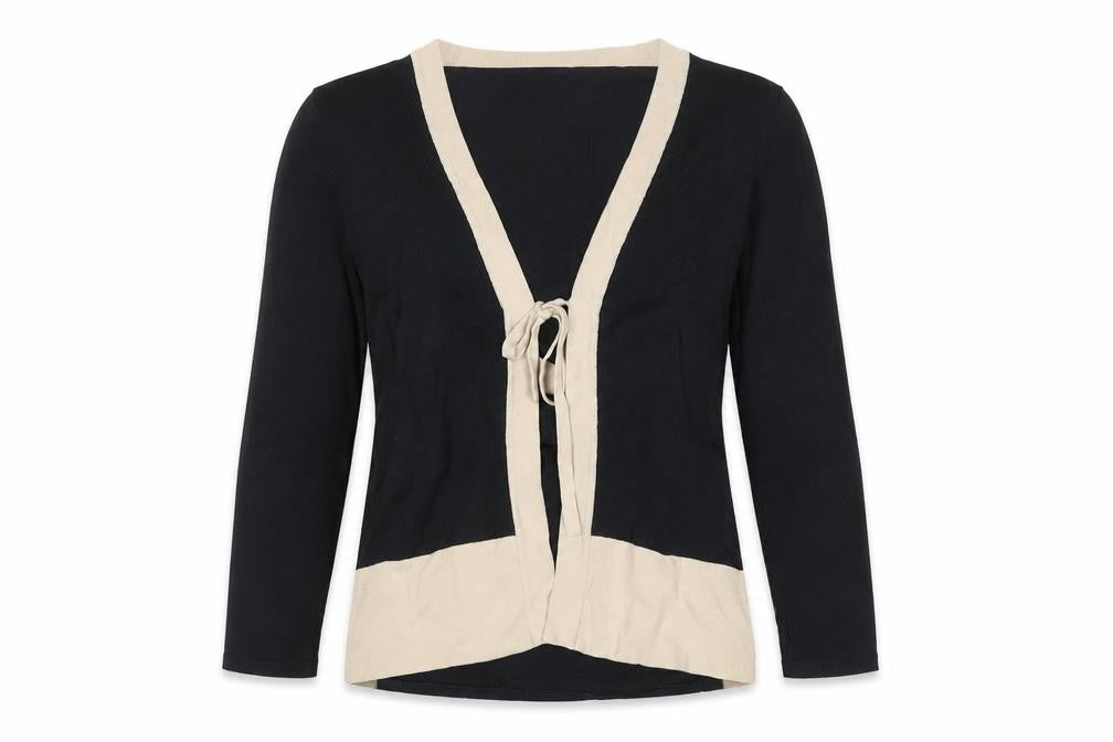 Caroll Women’s Black & Beige Wrap Blouse Size 8