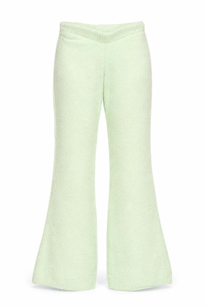 Oh Polly Women Mint Green Flared Fleece Trousers Medium