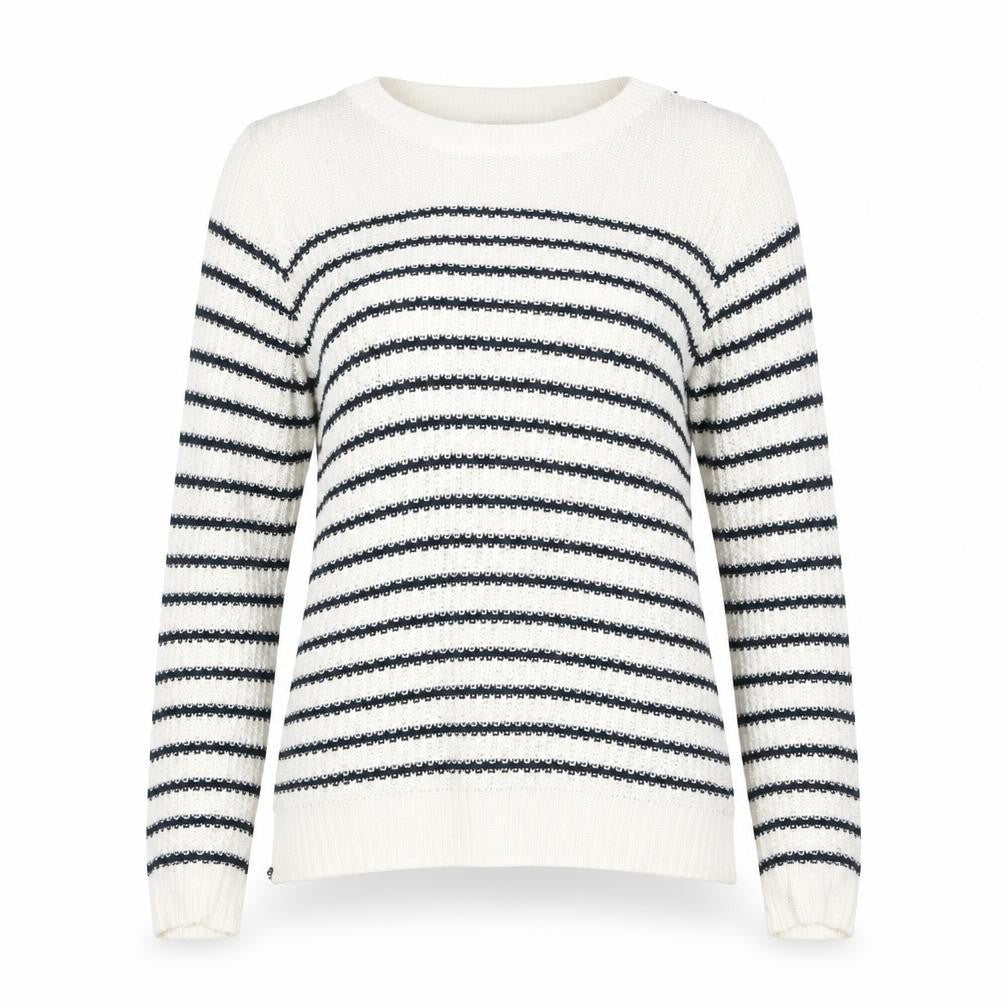 Lucca Couture Women's Ivory Black Striped Knit Jumper Size M