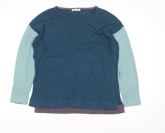 White Stuff Womens Blue Colourblock Long Sleeve Pullover Sweatshirt UK 12