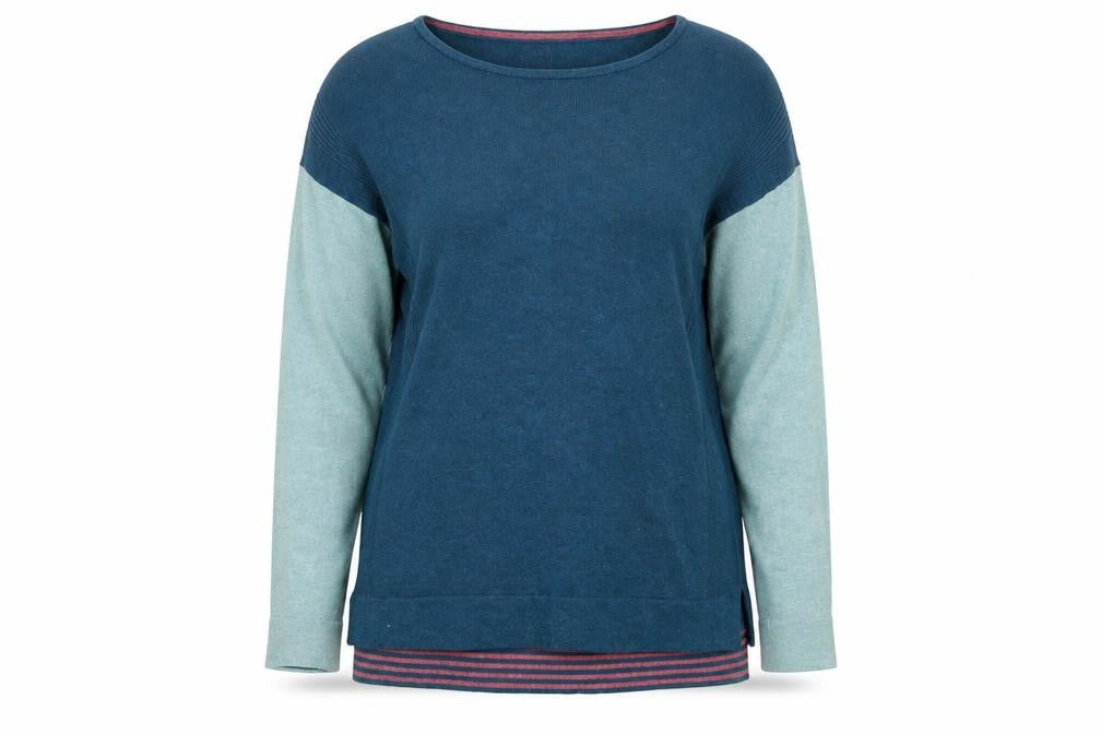 White Stuff Womens Blue Colourblock Long Sleeve Pullover Sweatshirt UK 12