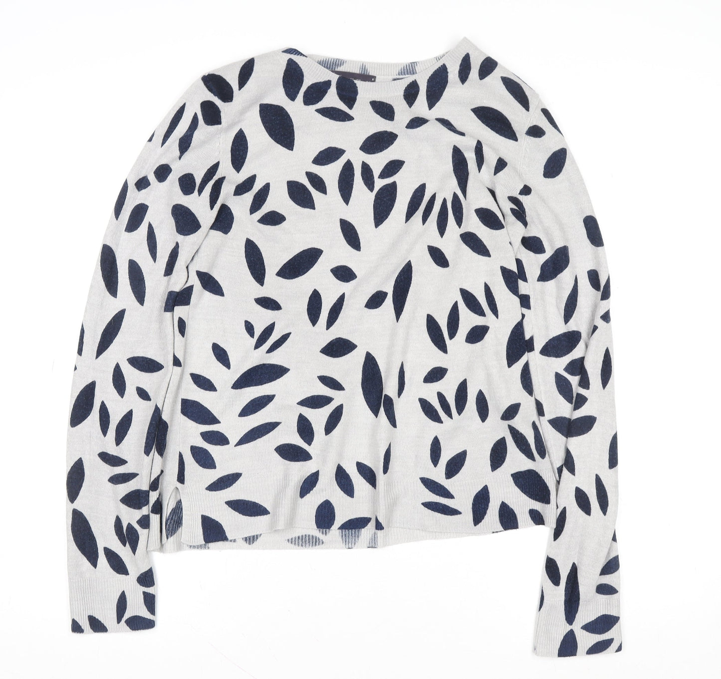 Marks and Spencer Women Grey Mix Leaf Print Pullover Sweatshirt Size 8