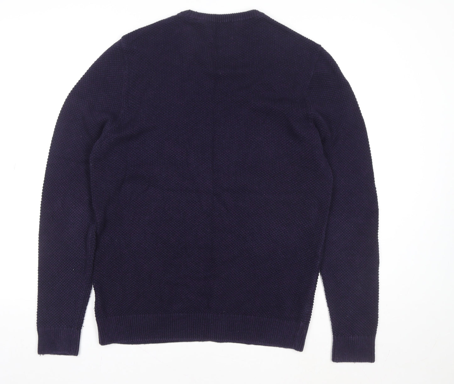 Marks and Spencer Men's Purple Cotton Knit Sweater L Pullover Crew Neck
