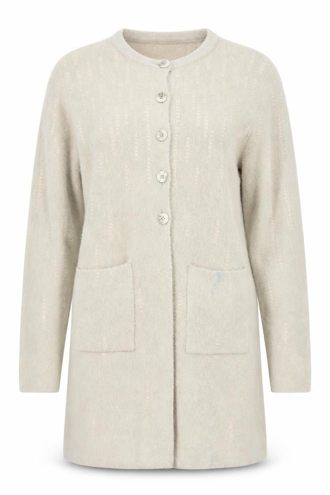 Miyoko Women Beige Knit Short Sleeve Cardigan M Lightweight Button